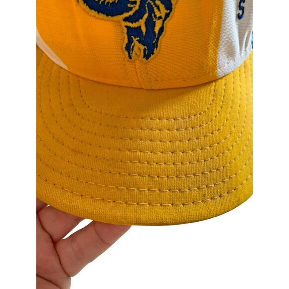 Vtg Hat Los Angeles Rams Baseball Trucker Mesh Snapback Cap NFL AJD Lucky Stripe - Picture 4 of 11